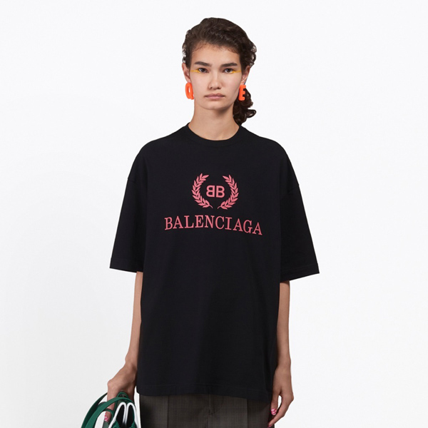 バレンシアガ ロゴTシャツ コピー 18SS 'BB Mode'ホワイト 女性にも オーバーサイズ