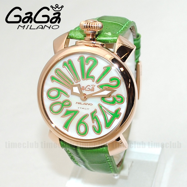 GaGa MILANO （ガガミラノ） 時計 腕時計 MANUALE マニュアーレ マヌアーレ 40mm グリーン レザー/ホワイトシェル/ピンクゴールド 5021.06